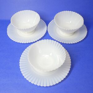 MacBeth-Evans White Petalware - 3 Low Sherbet Cups & 3 Bread Plates Vintage